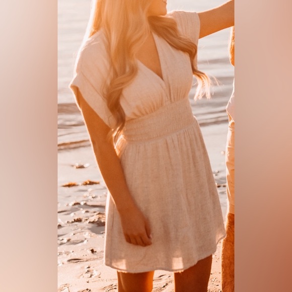 Short-Sleeve Smocked Waist Mini Dress - Picture 9 of 9